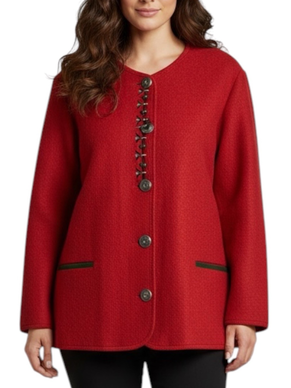 GEISSWEIN Boiled Wool VINTAGE Button-Front Coat/Jacket in Red Size 14 — SO NICE!